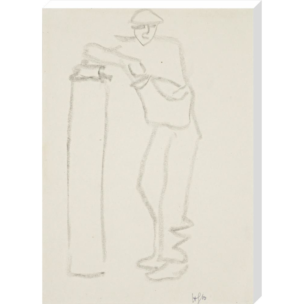 Man leaning on a pillar - Art print