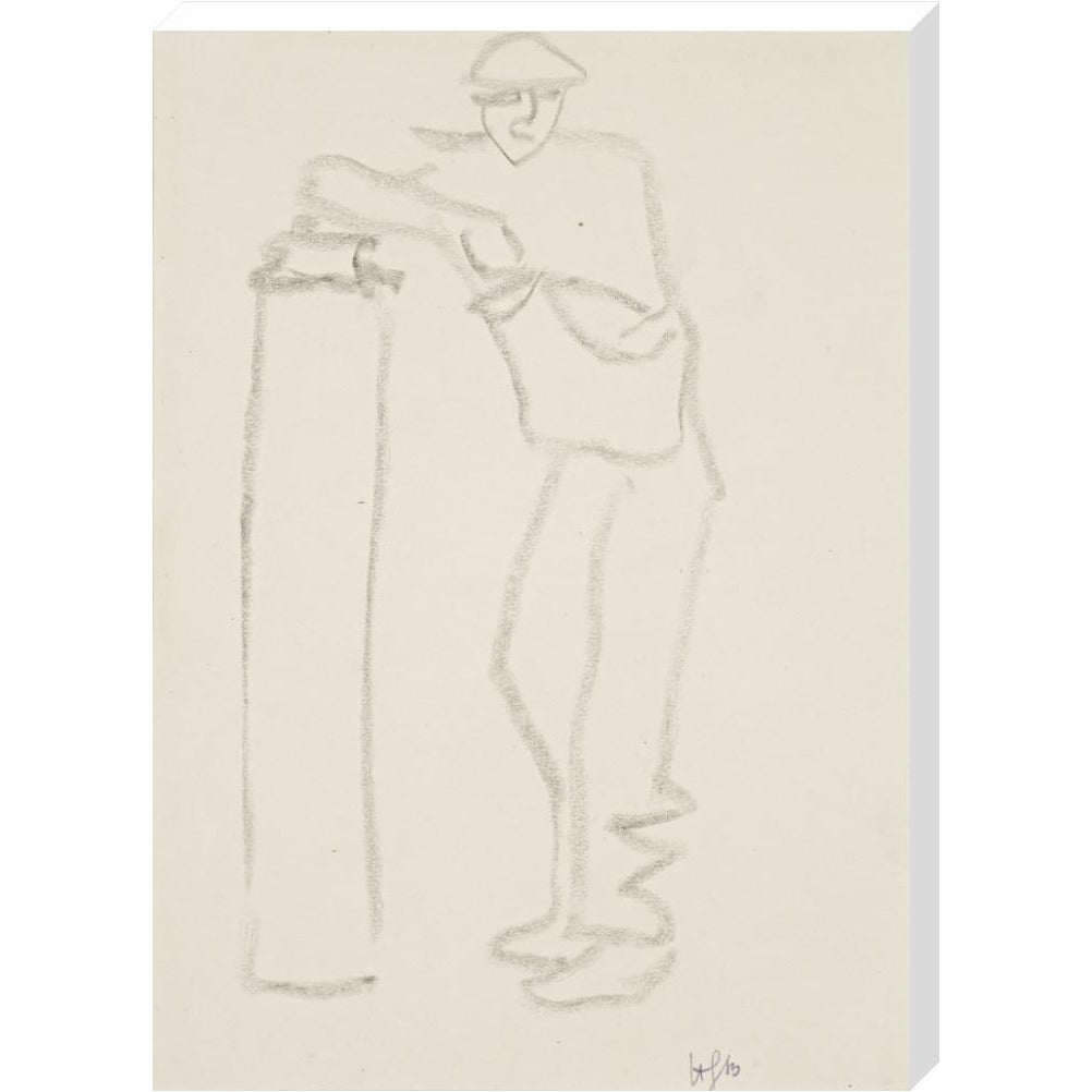 Man leaning on a pillar - Art print