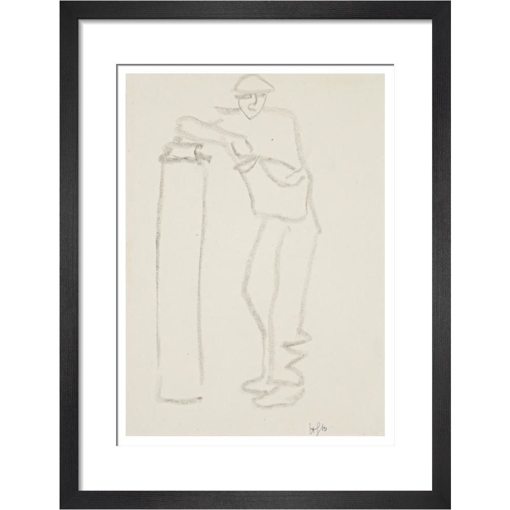Man leaning on a pillar - Art print
