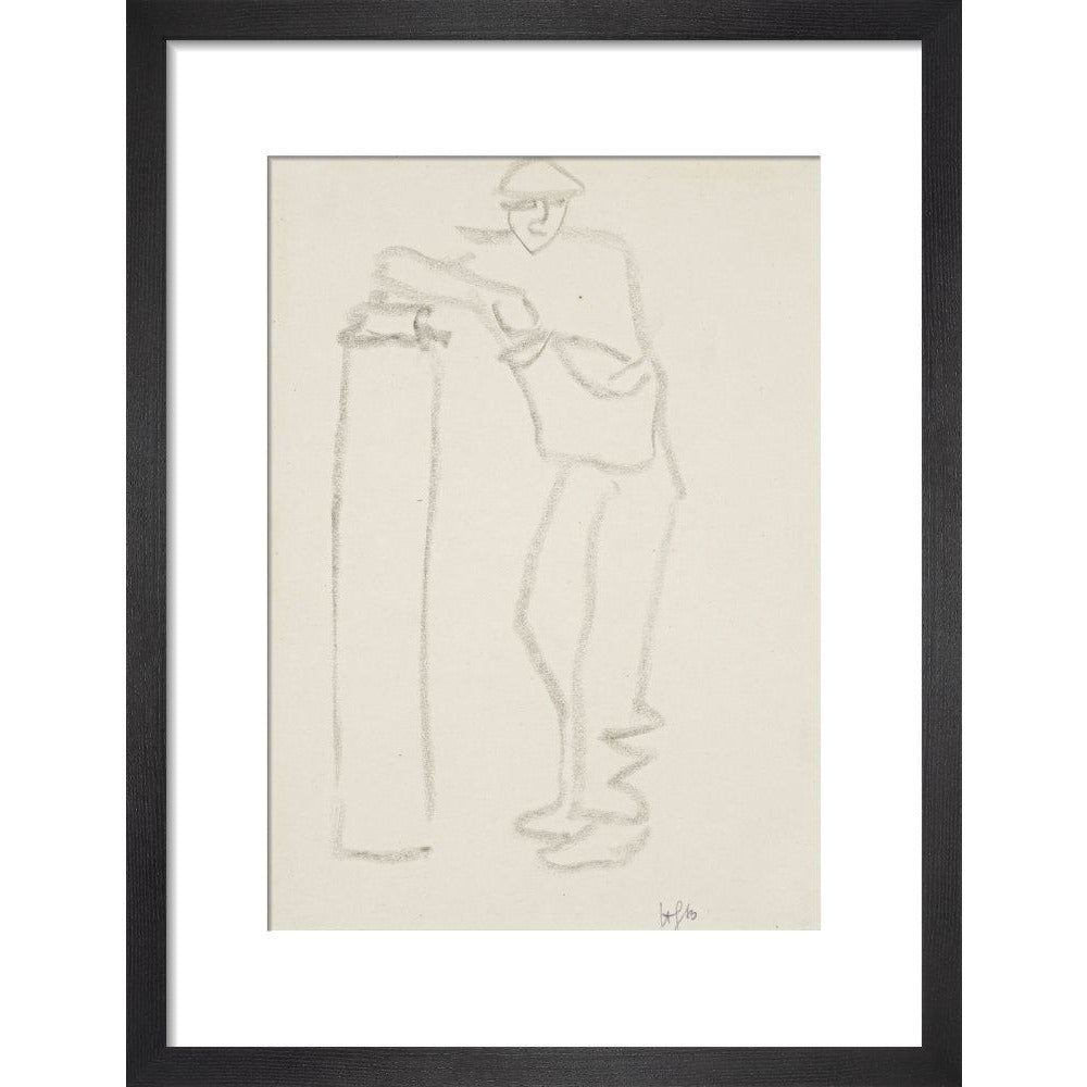 Man leaning on a pillar - Art print