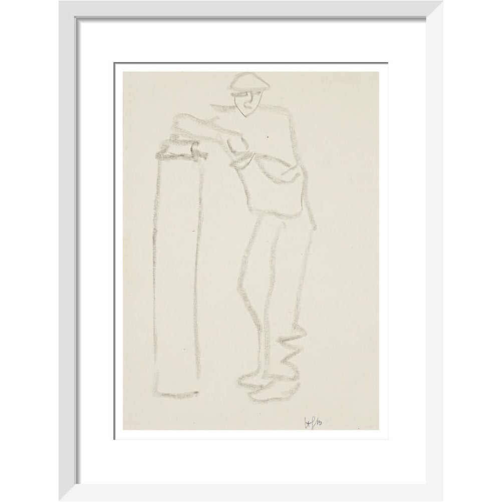 Man leaning on a pillar - Art print