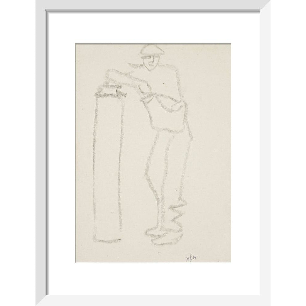Man leaning on a pillar - Art print