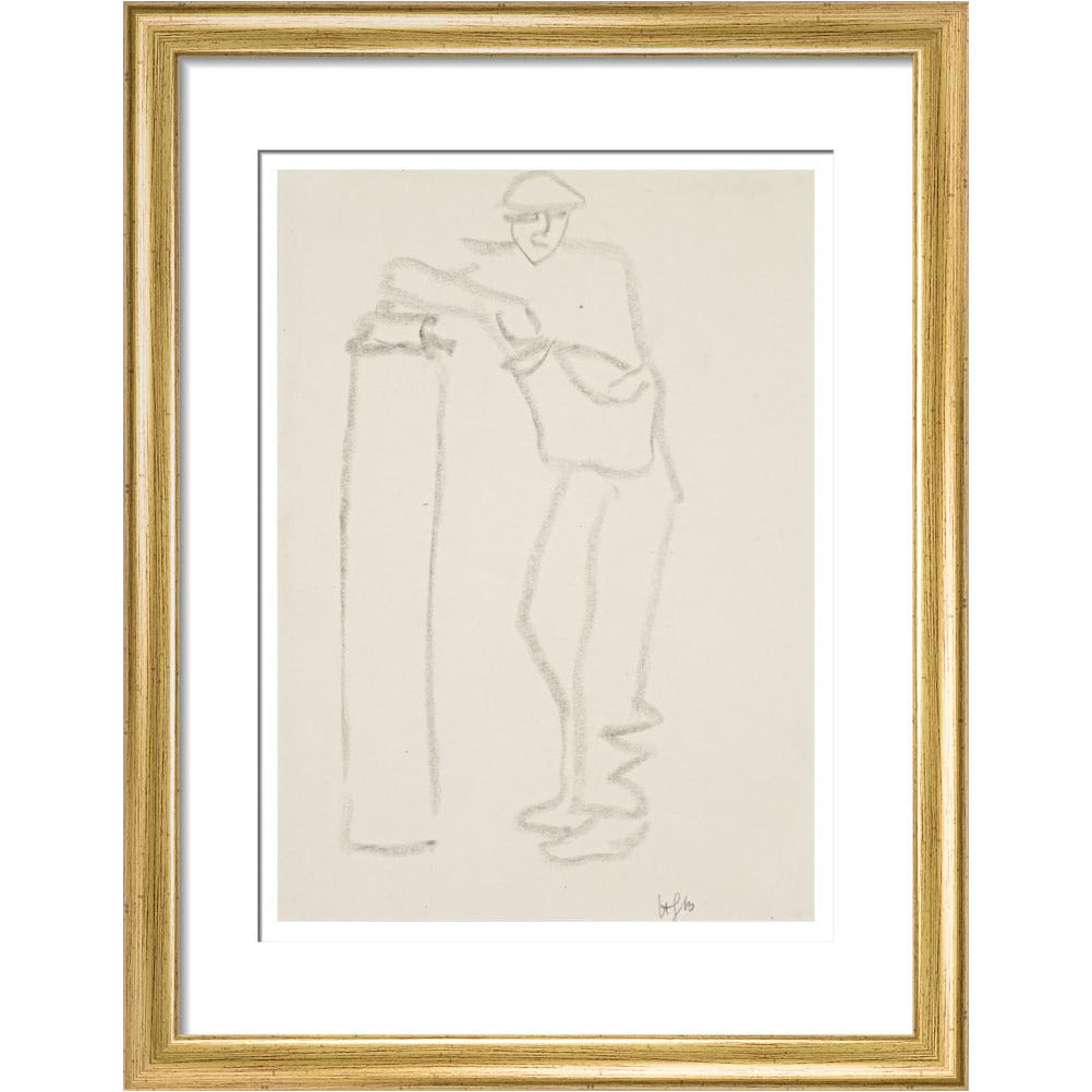 Man leaning on a pillar - Art print