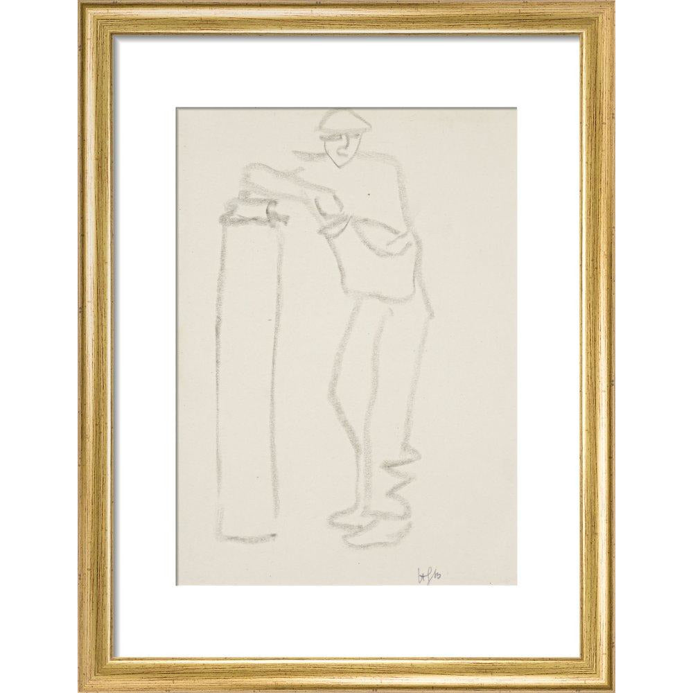 Man leaning on a pillar - Art print