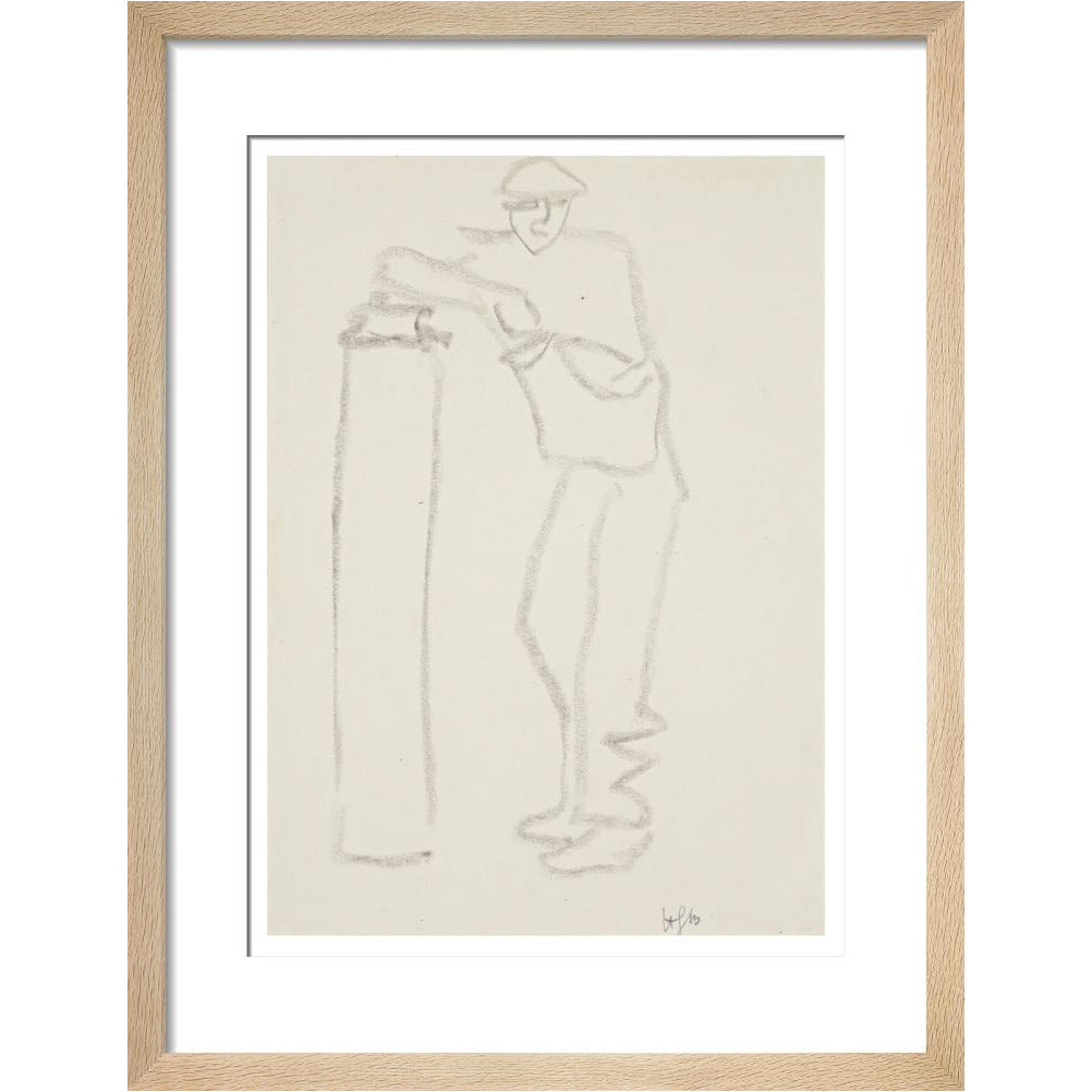 Man leaning on a pillar - Art print