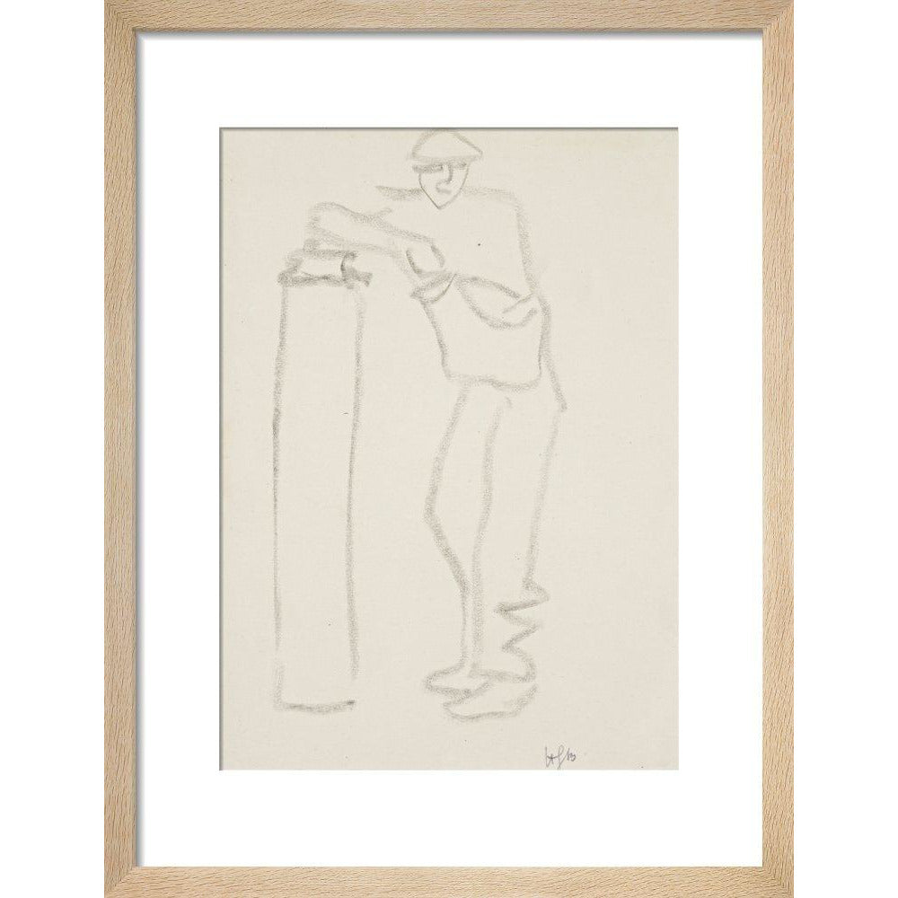 Man leaning on a pillar - Art print