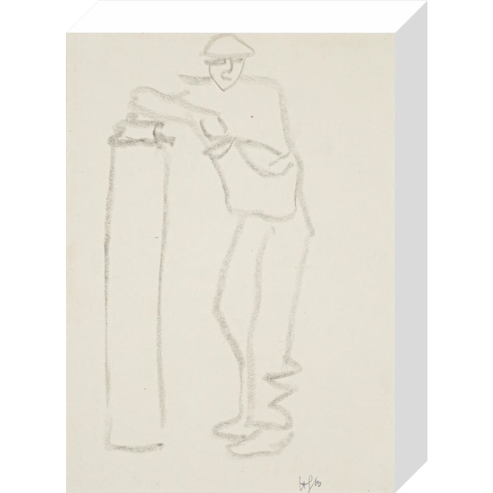 Man leaning on a pillar - Art print