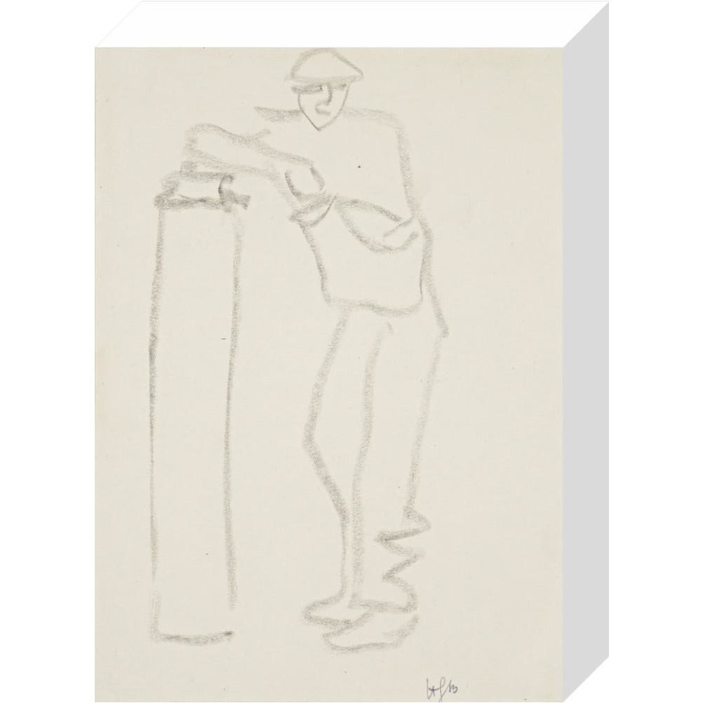 Man leaning on a pillar - Art print