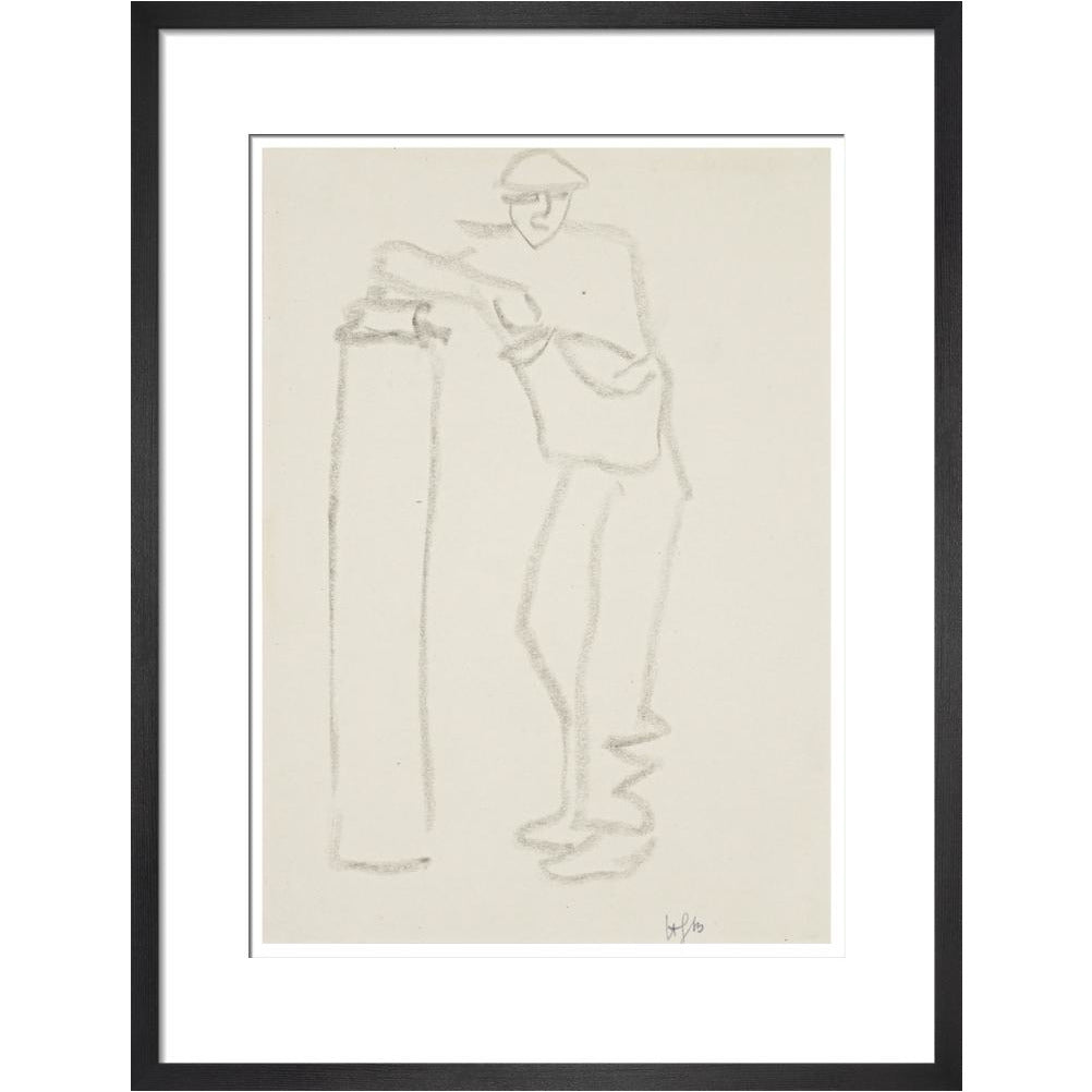 Man leaning on a pillar - Art print