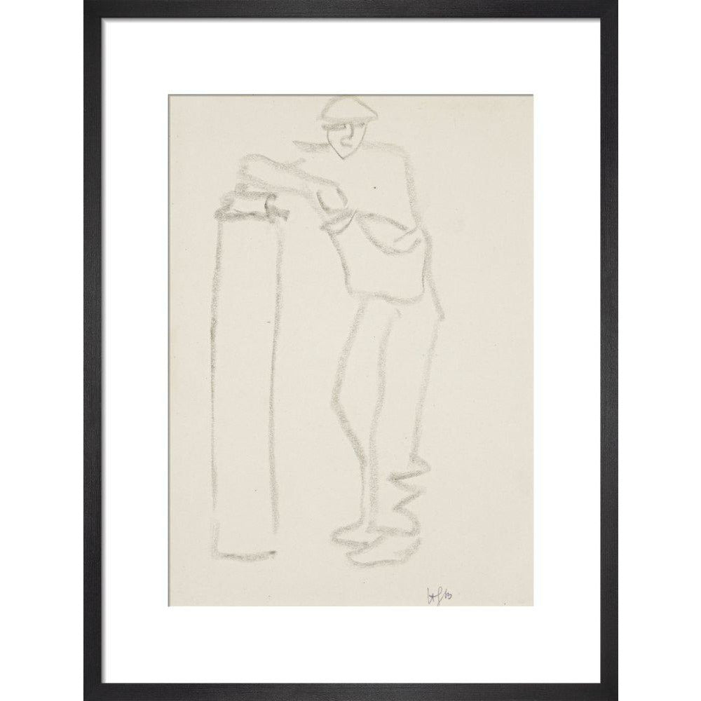 Man leaning on a pillar - Art print
