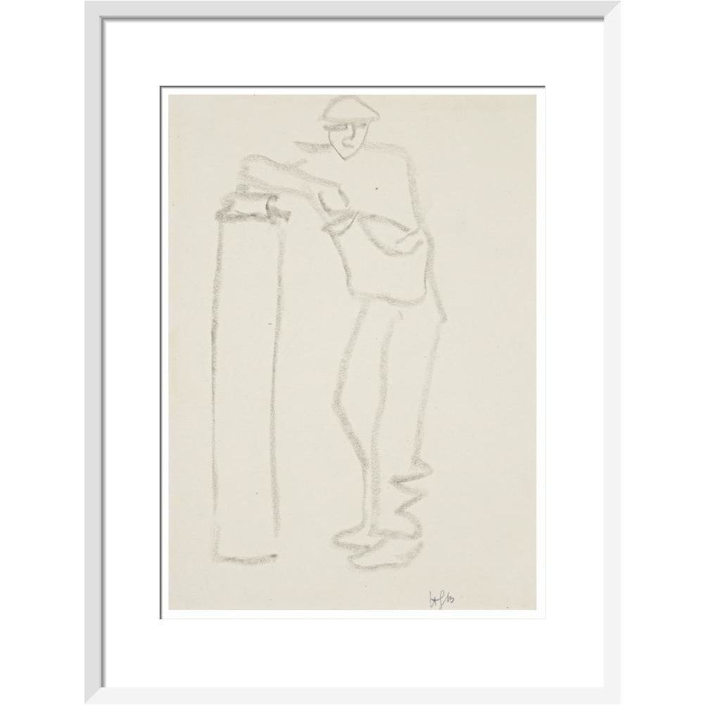 Man leaning on a pillar - Art print