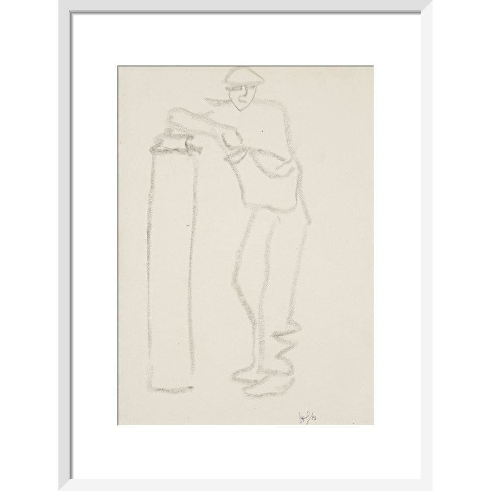 Man leaning on a pillar - Art print