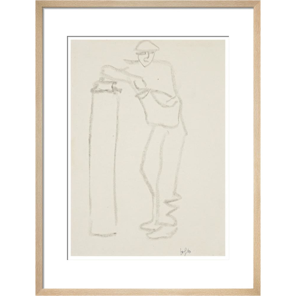 Man leaning on a pillar - Art print