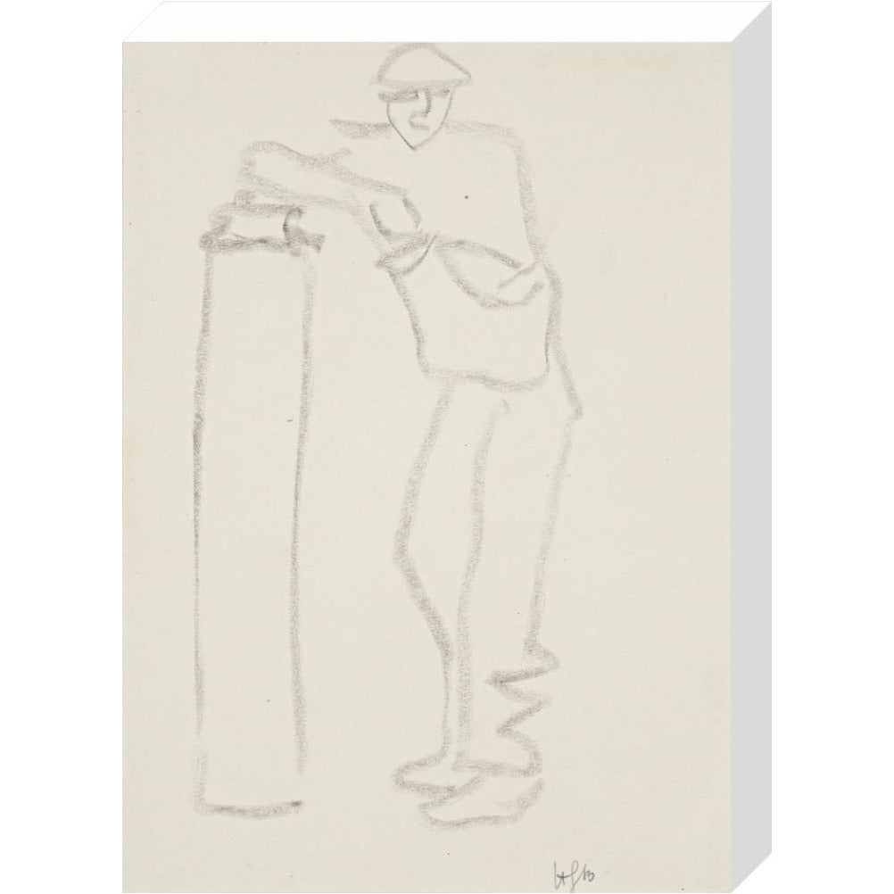 Man leaning on a pillar - Art print
