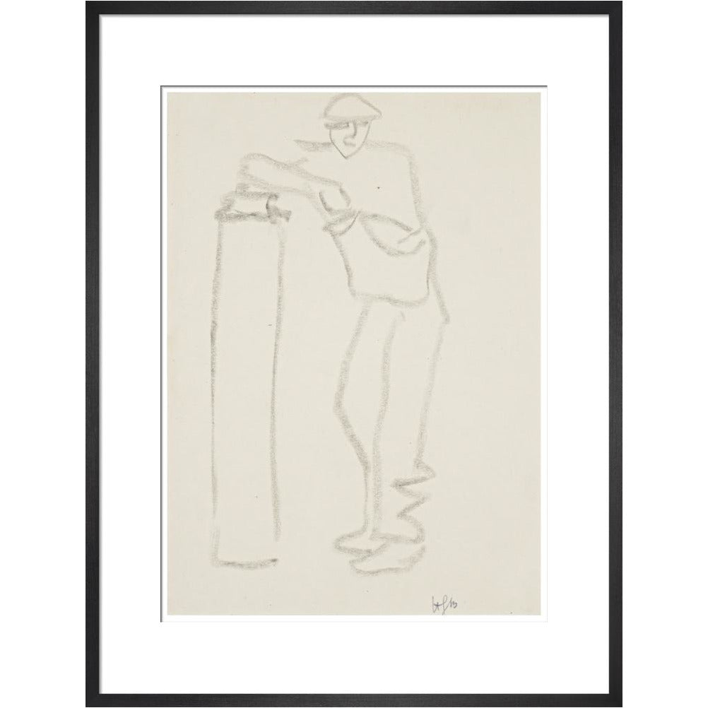 Man leaning on a pillar - Art print