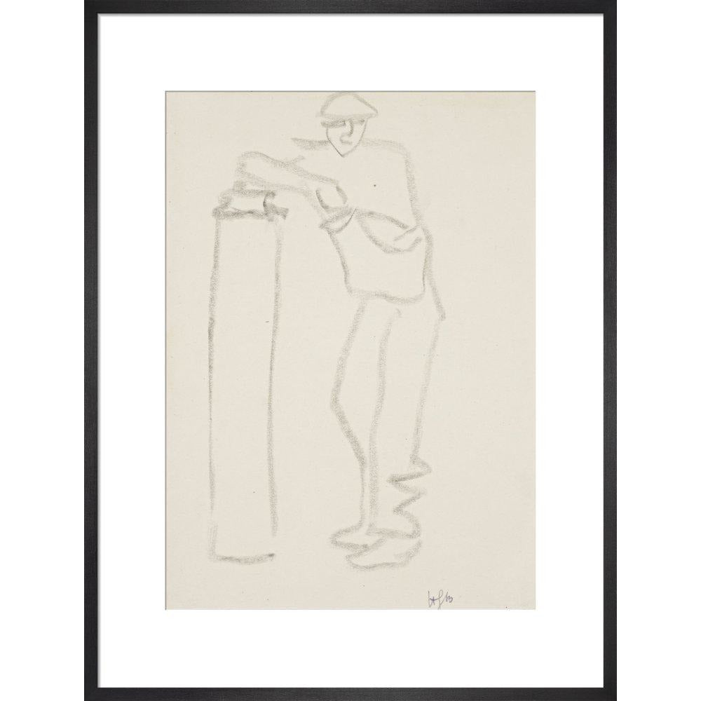 Man leaning on a pillar - Art print