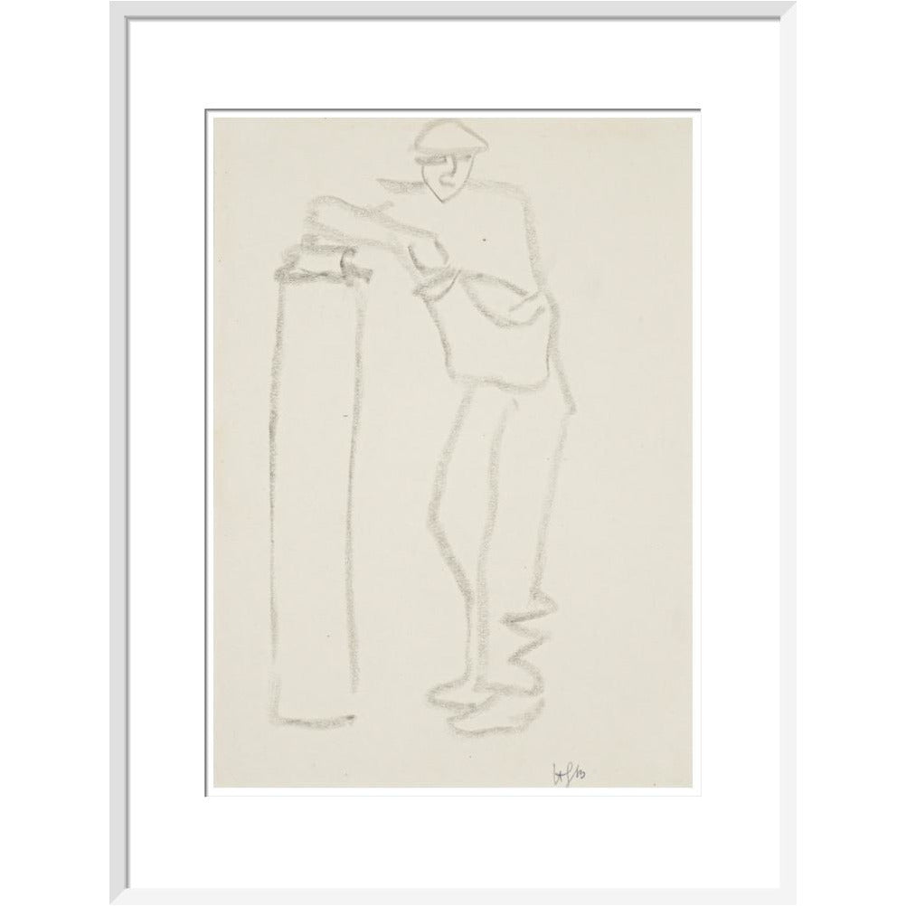 Man leaning on a pillar - Art print