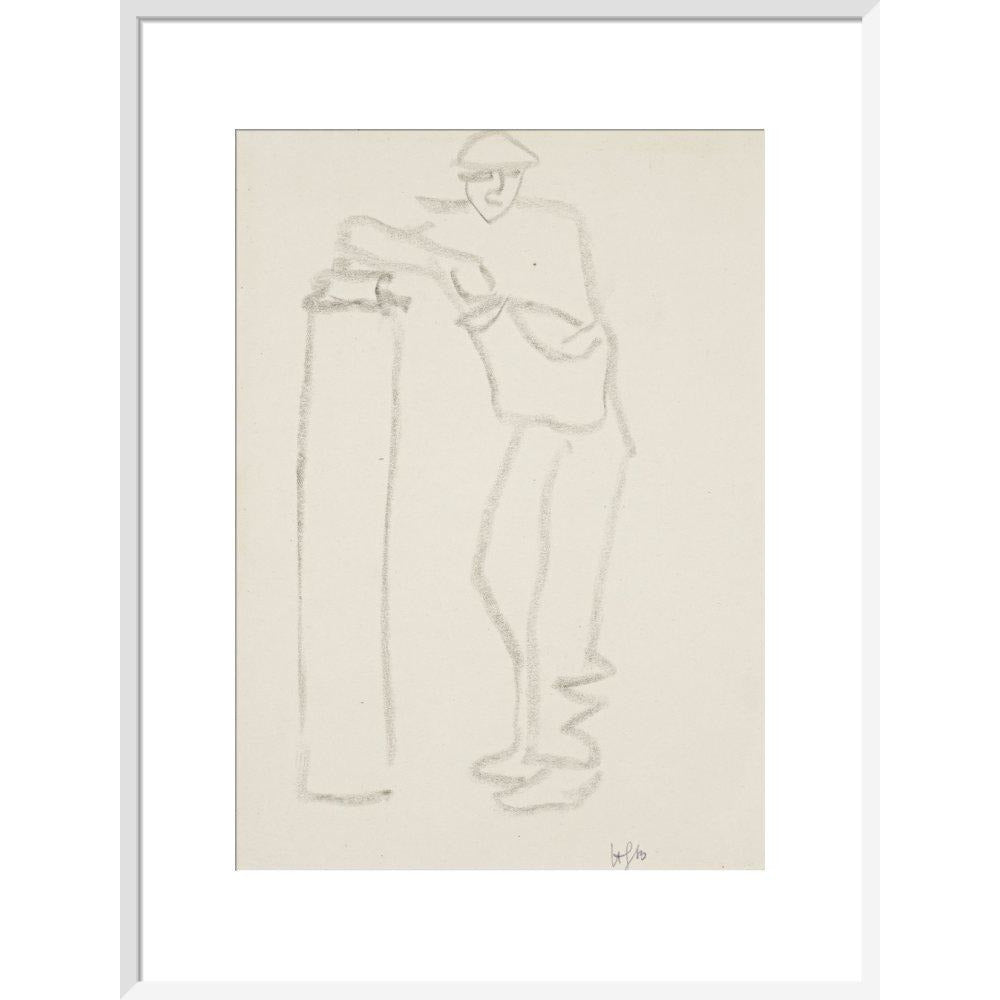 Man leaning on a pillar - Art print