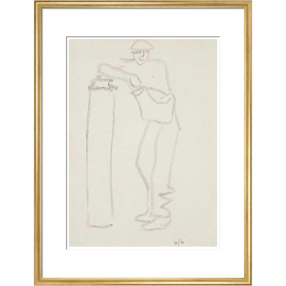 Man leaning on a pillar - Art print