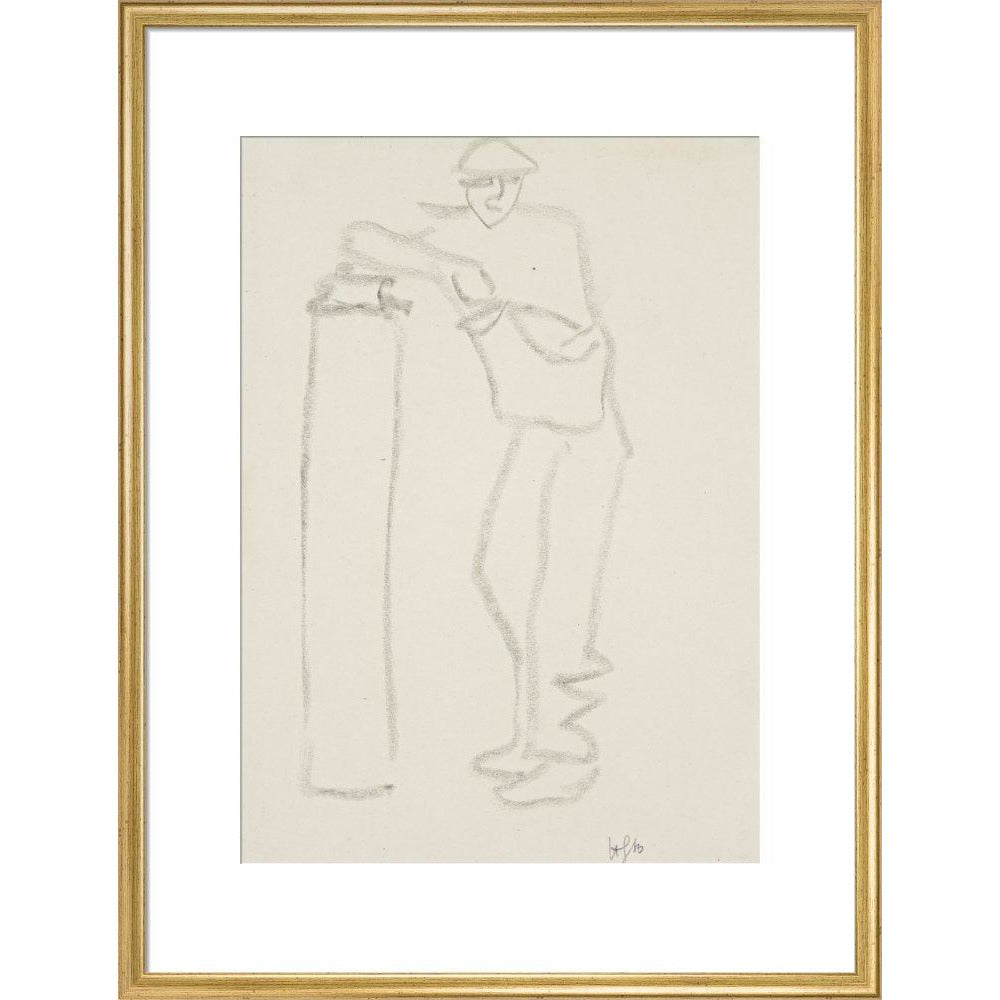 Man leaning on a pillar - Art print