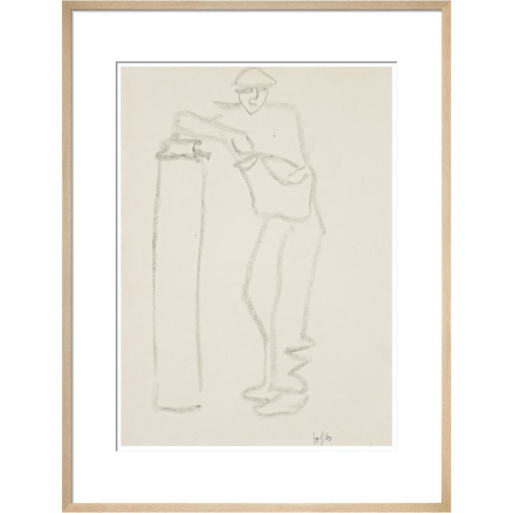 Man leaning on a pillar - Art print