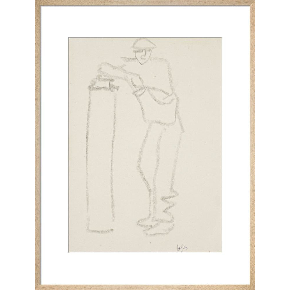 Man leaning on a pillar - Art print