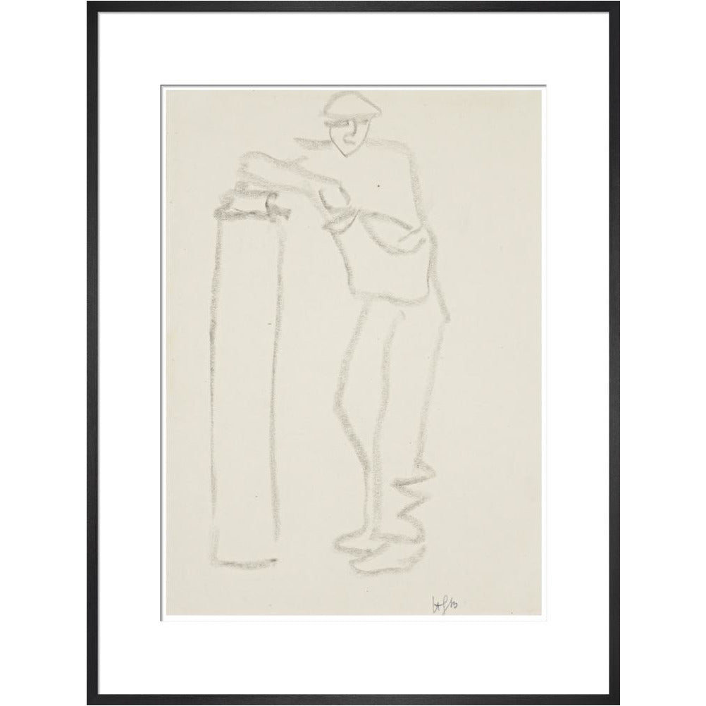 Man leaning on a pillar - Art print