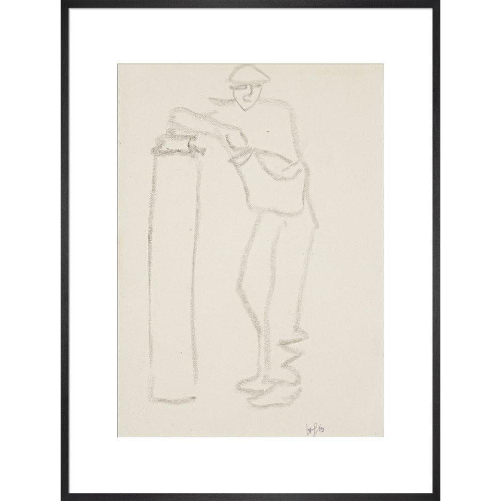 Man leaning on a pillar - Art print