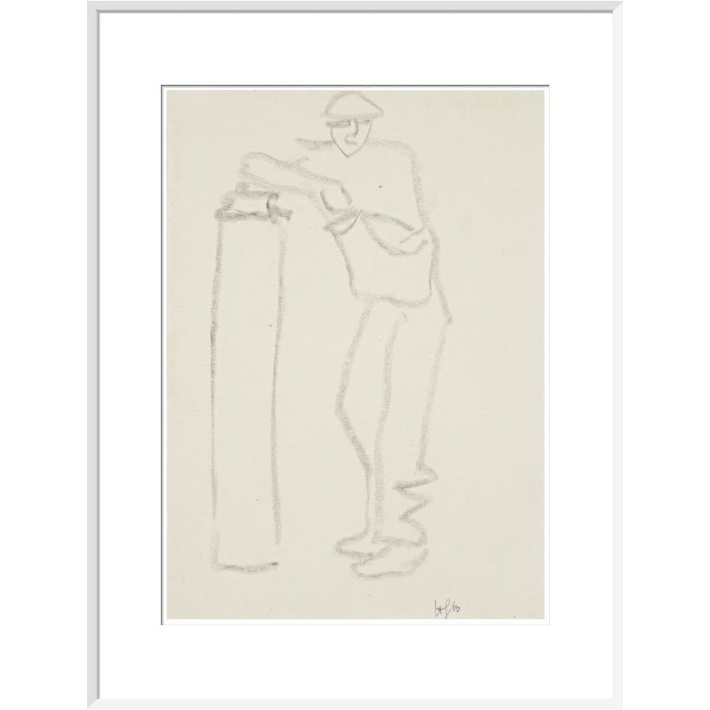 Man leaning on a pillar - Art print