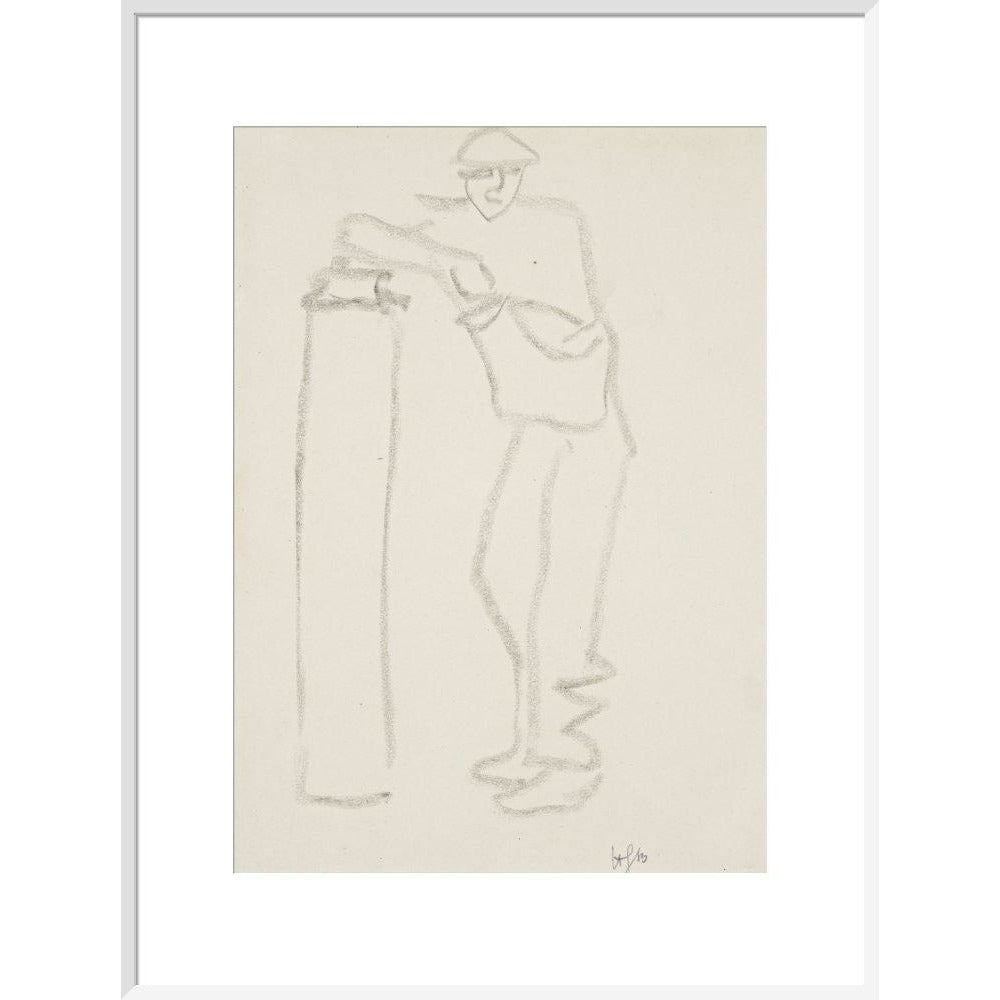 Man leaning on a pillar - Art print