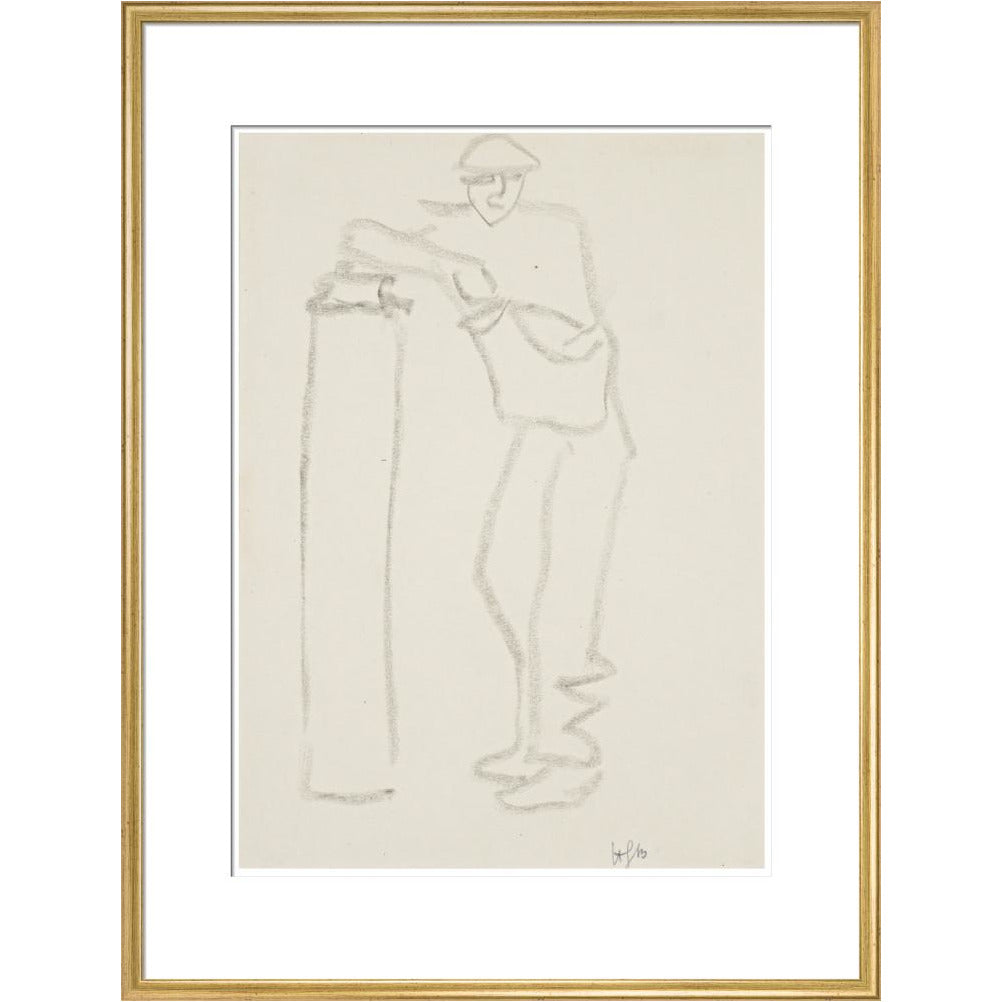 Man leaning on a pillar - Art print
