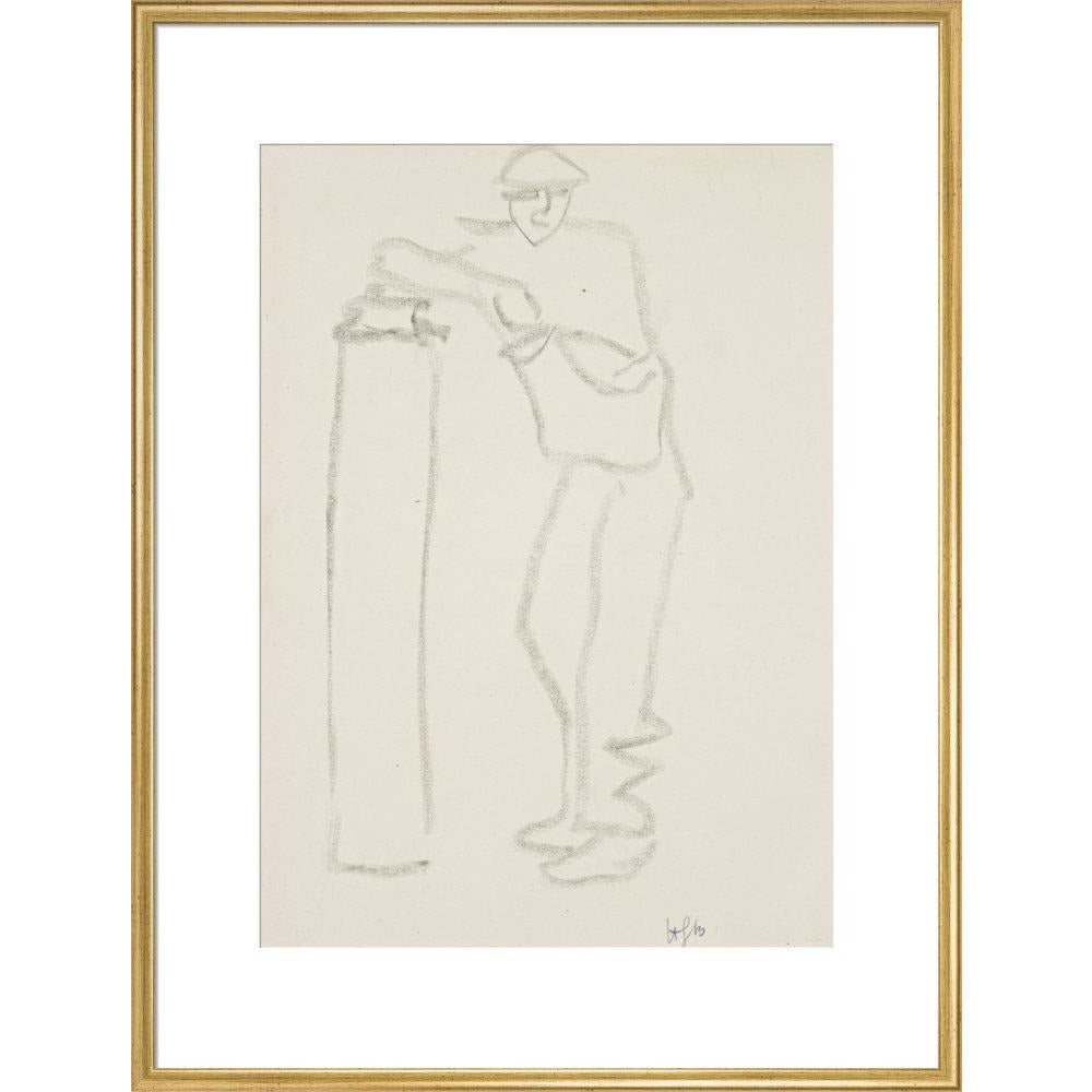 Man leaning on a pillar - Art print