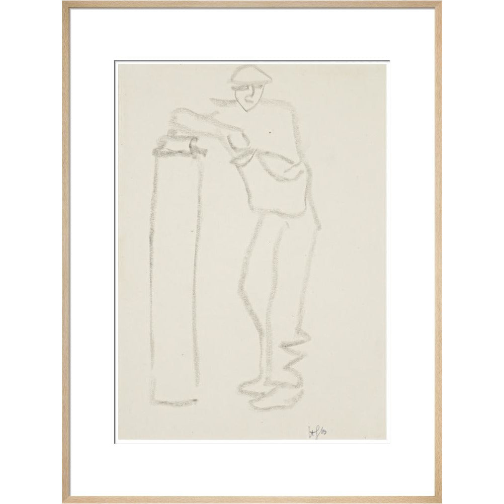 Man leaning on a pillar - Art print