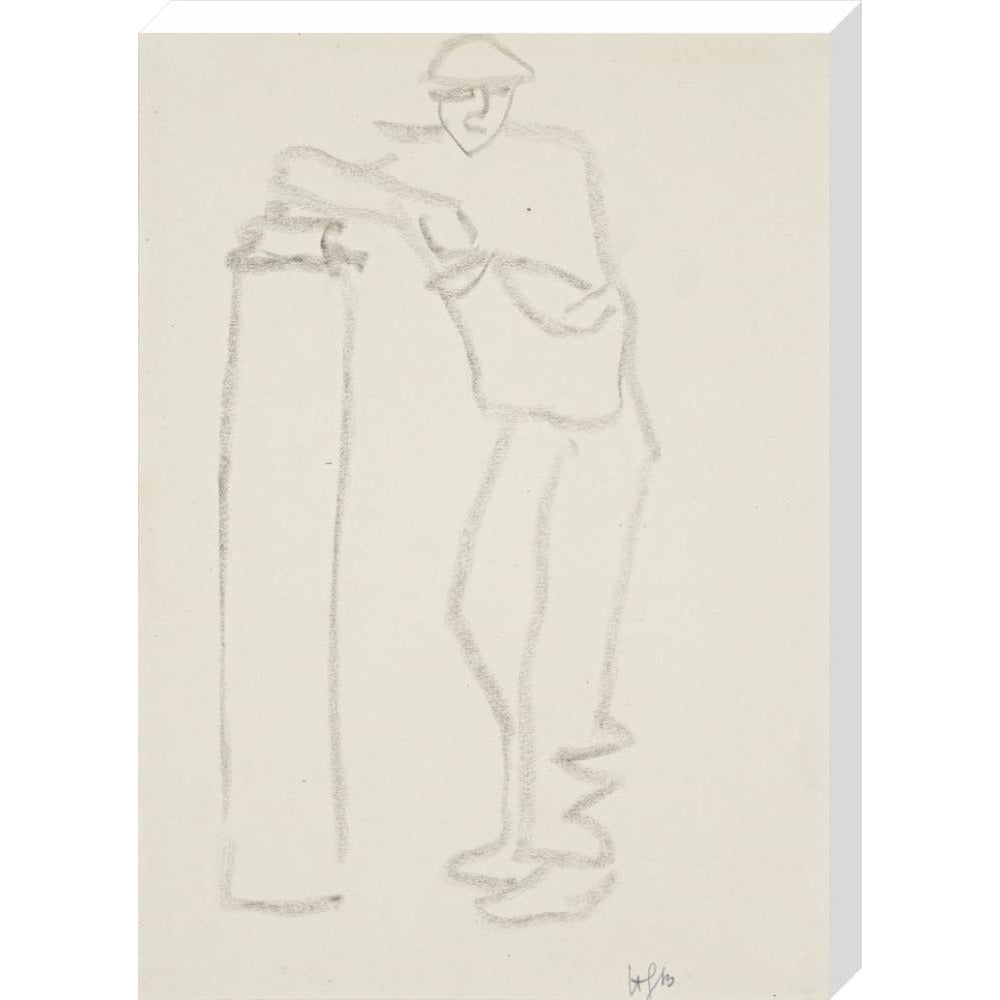 Man leaning on a pillar - Art print
