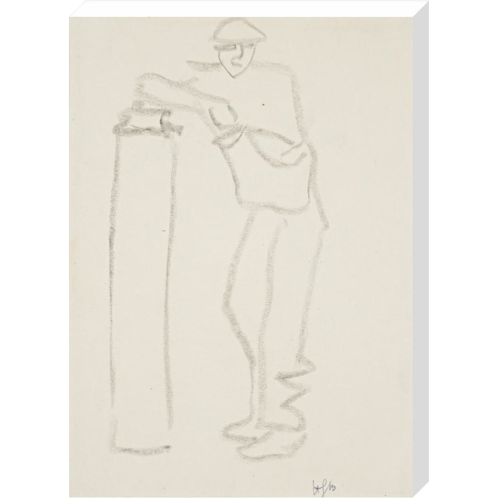 Man leaning on a pillar - Art print