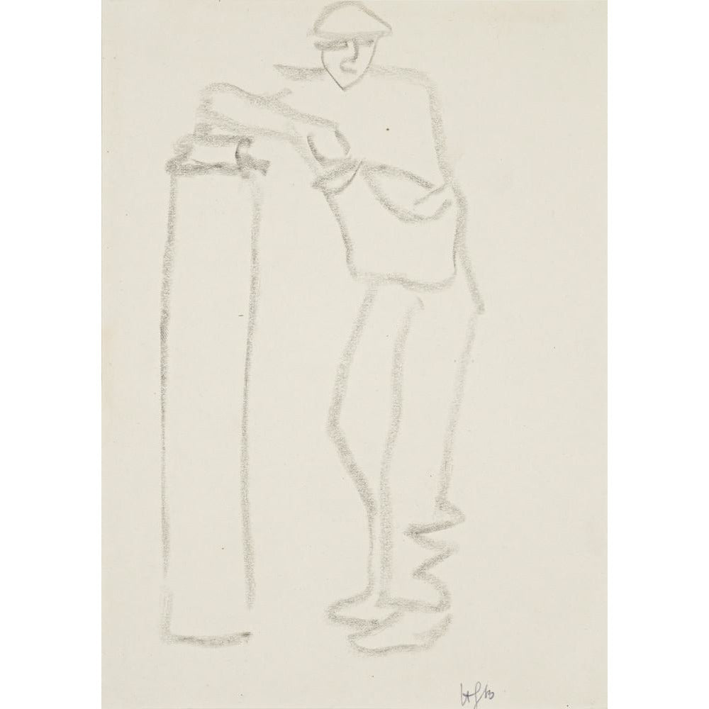 Man leaning on a pillar - Art print