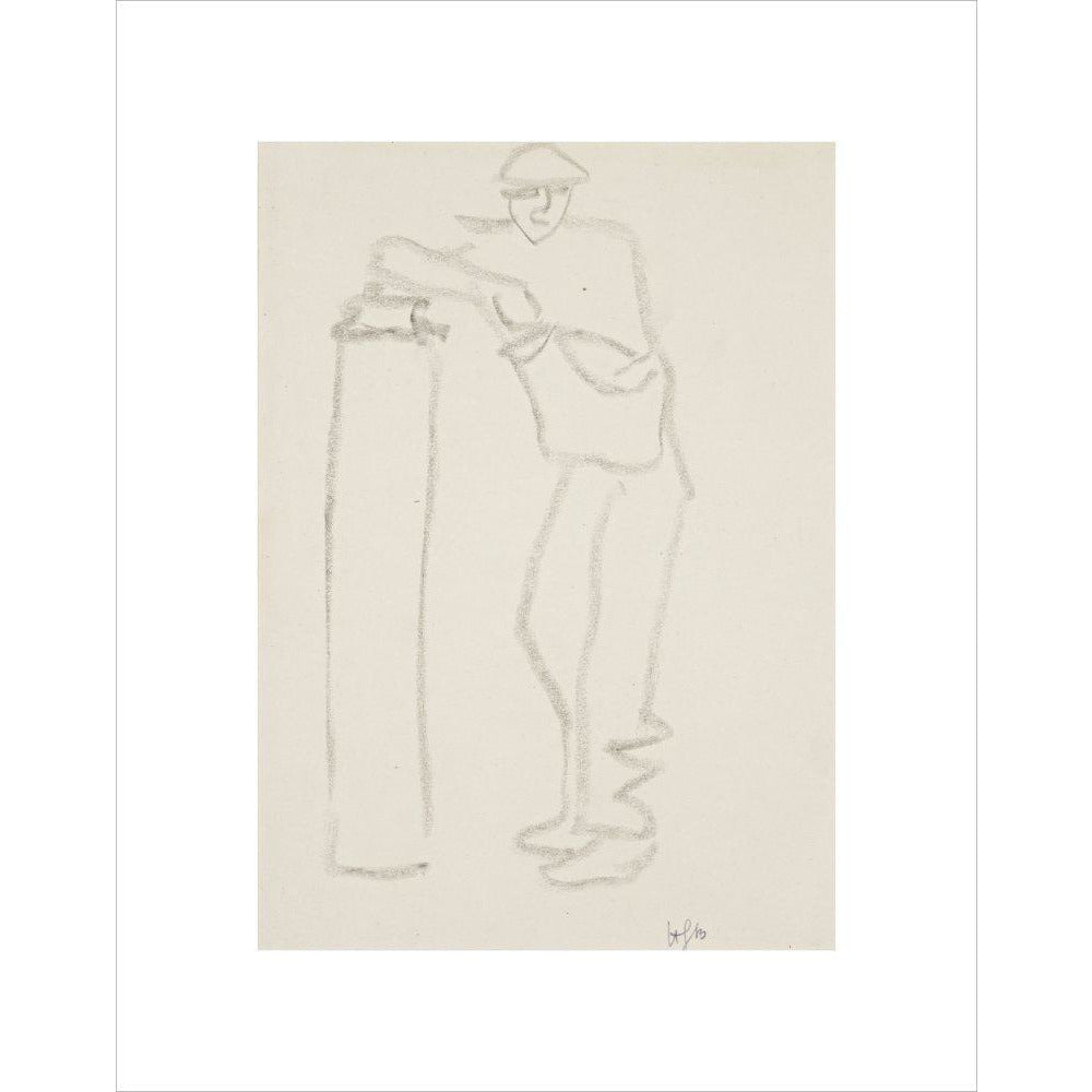 Man leaning on a pillar - Art print