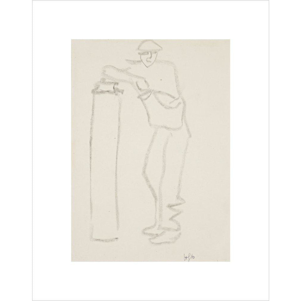 Man leaning on a pillar - Art print