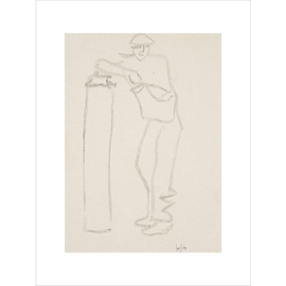 Man leaning on a pillar - Art print