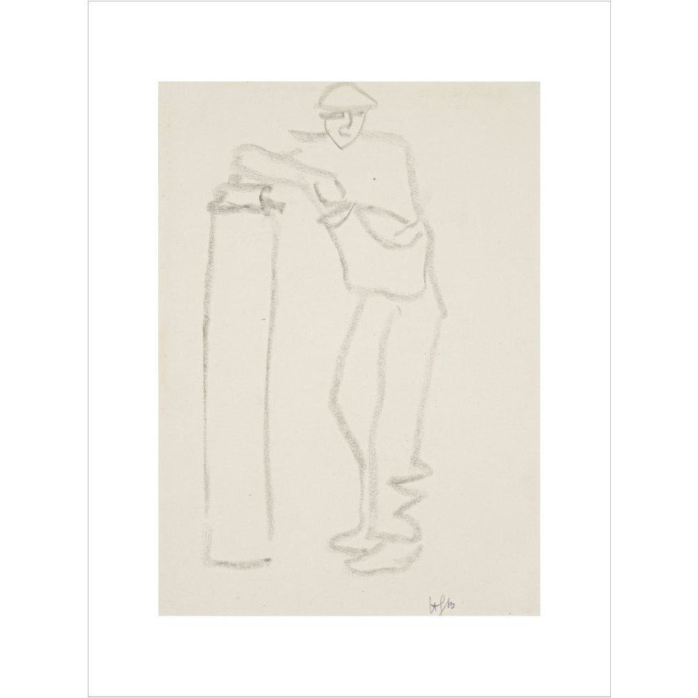 Man leaning on a pillar - Art print