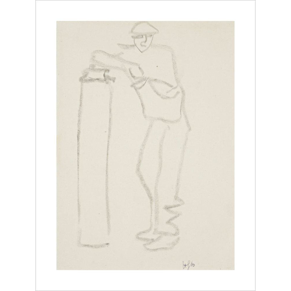 Man leaning on a pillar - Art print