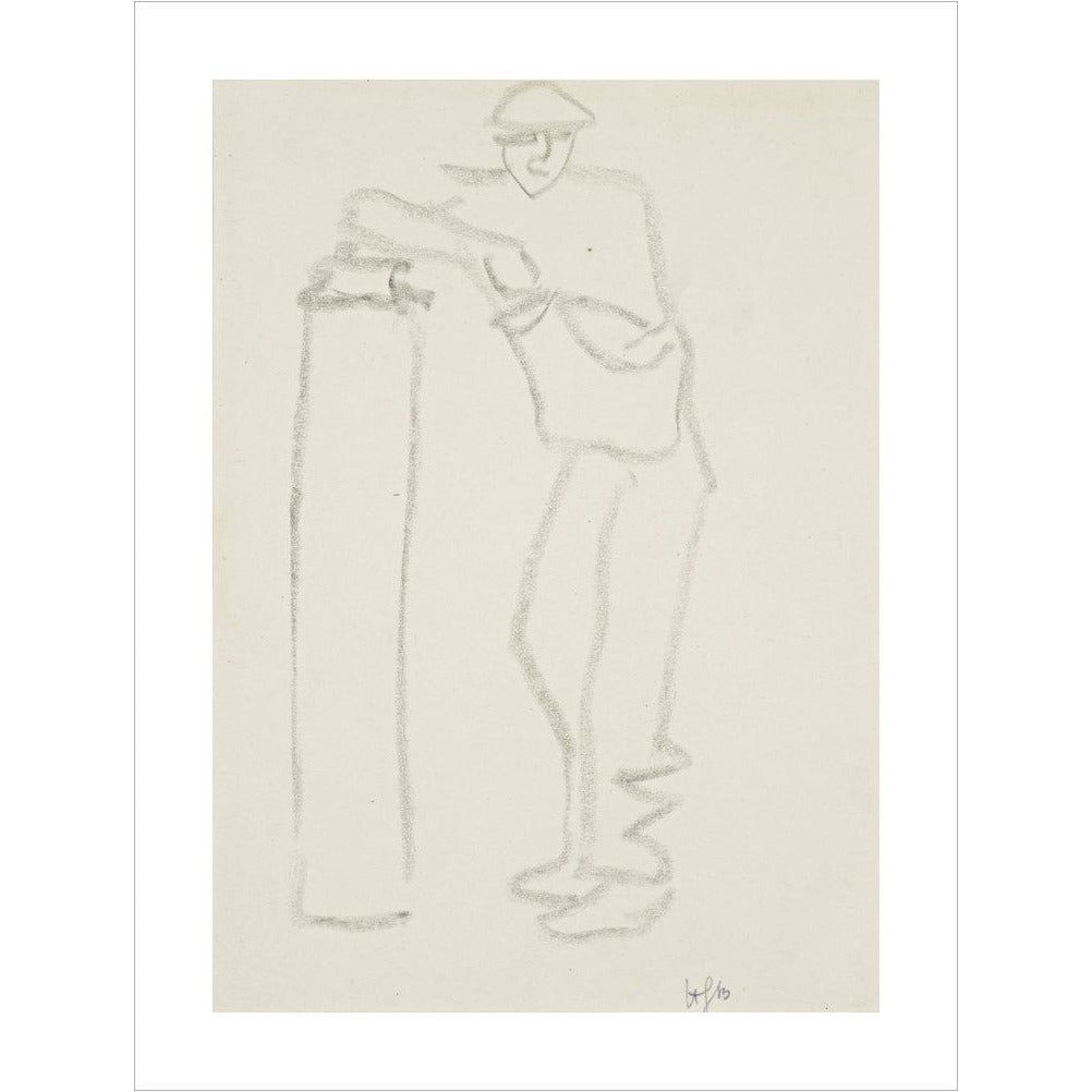 Man leaning on a pillar - Art print