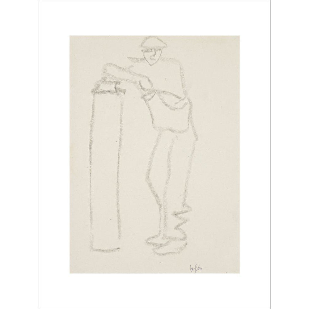 Man leaning on a pillar - Art print