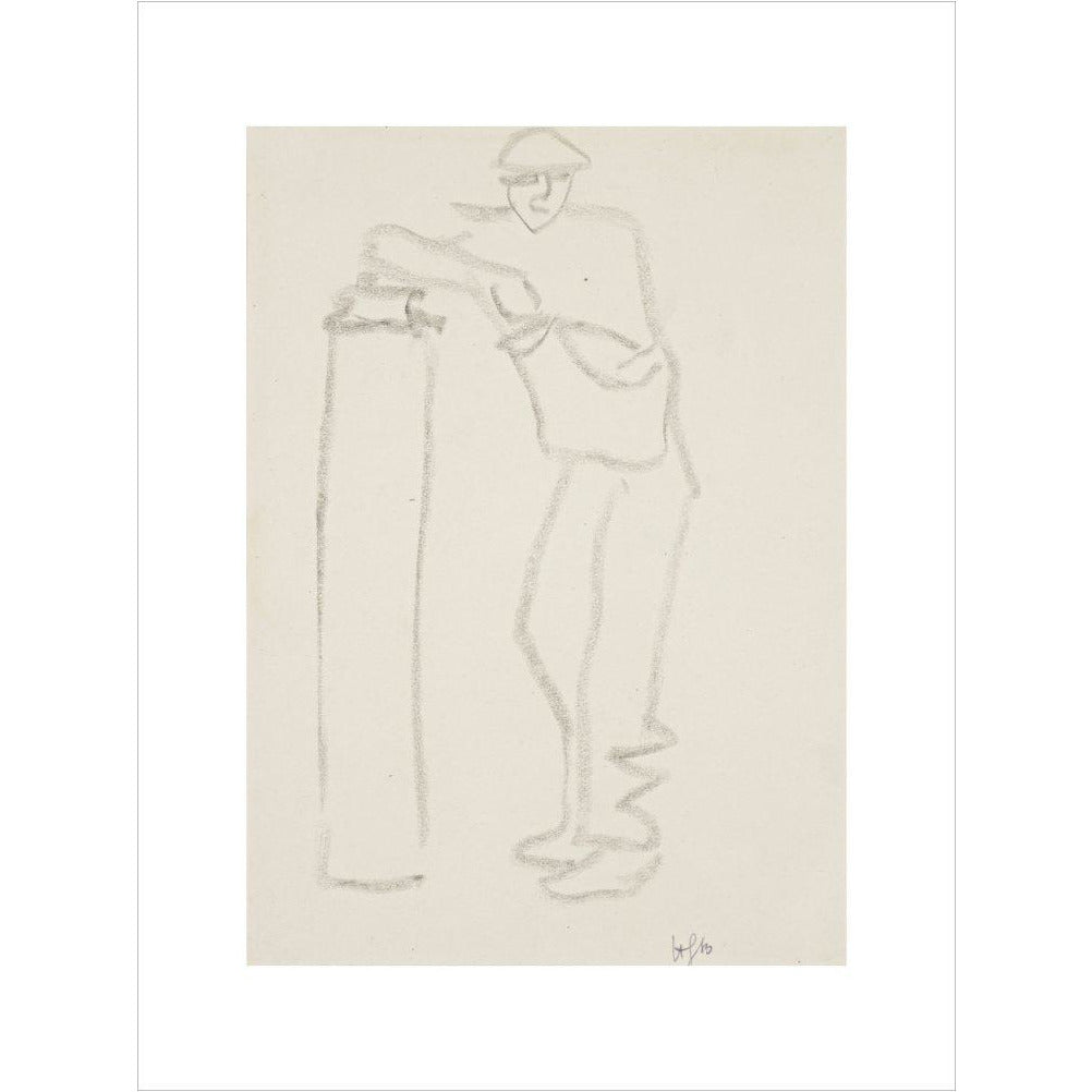 Man leaning on a pillar - Art print