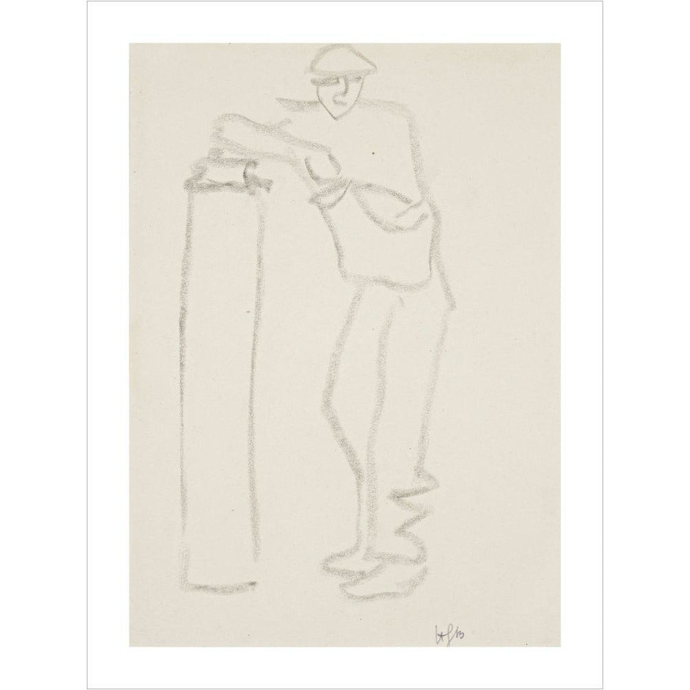Man leaning on a pillar - Art print
