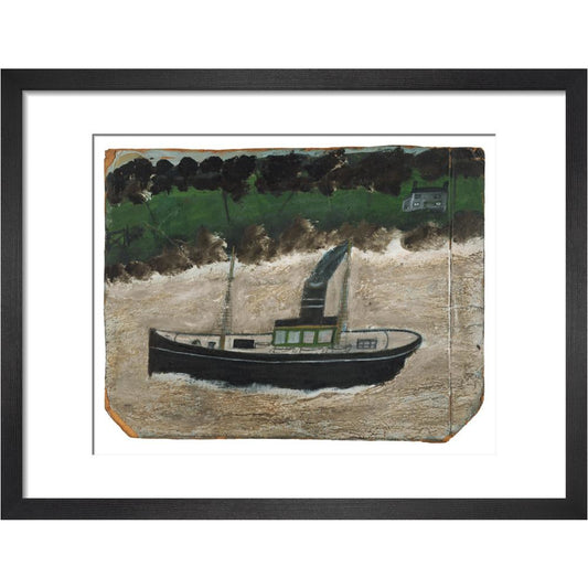 Coaster by shore with house - art print