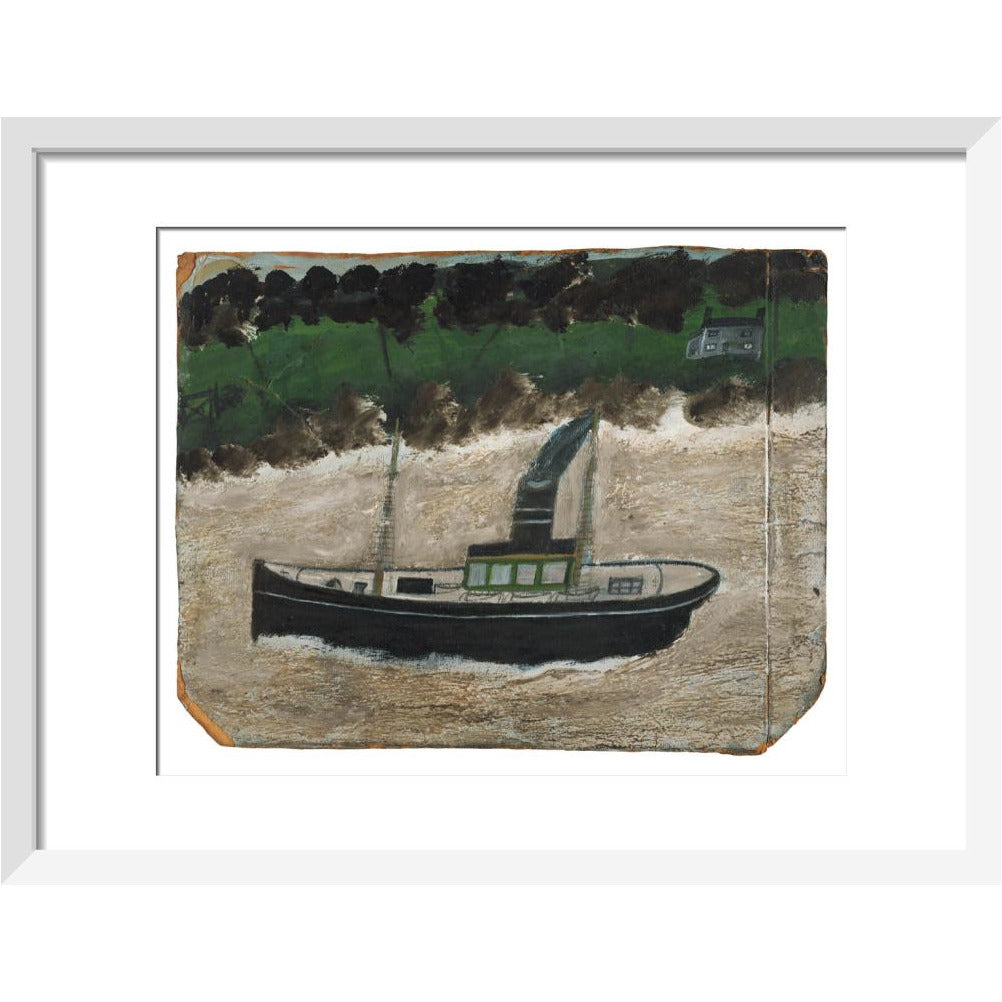 Coaster by shore with house - art print