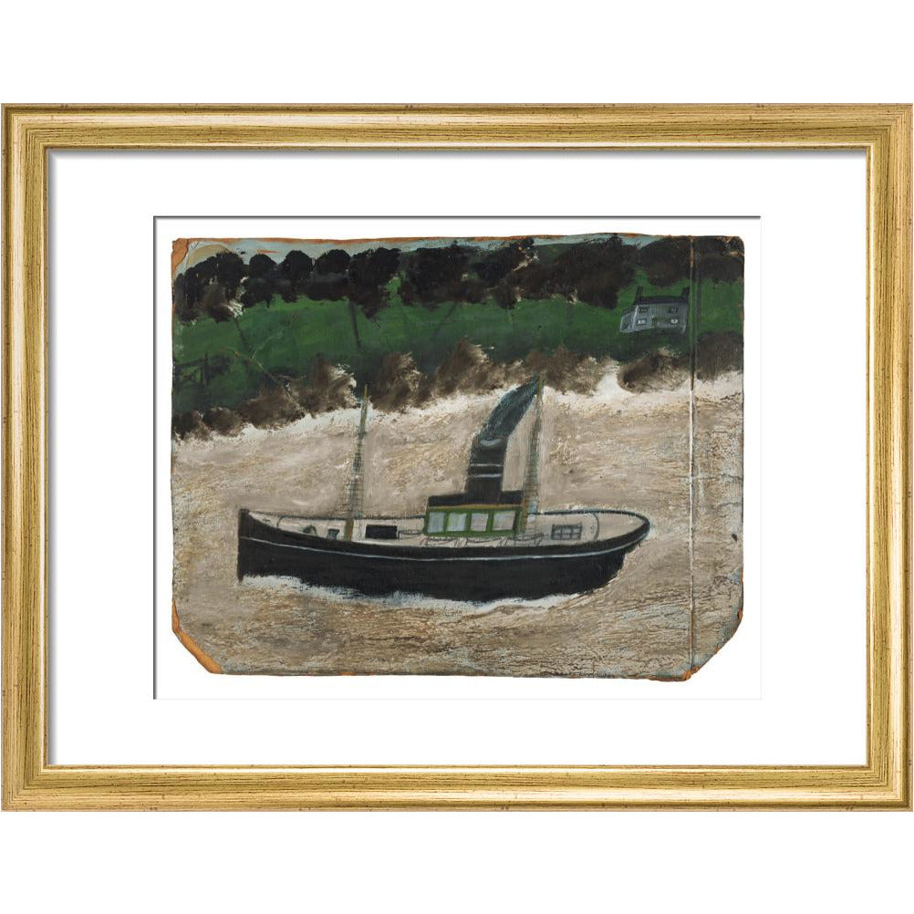 Coaster by shore with house - art print