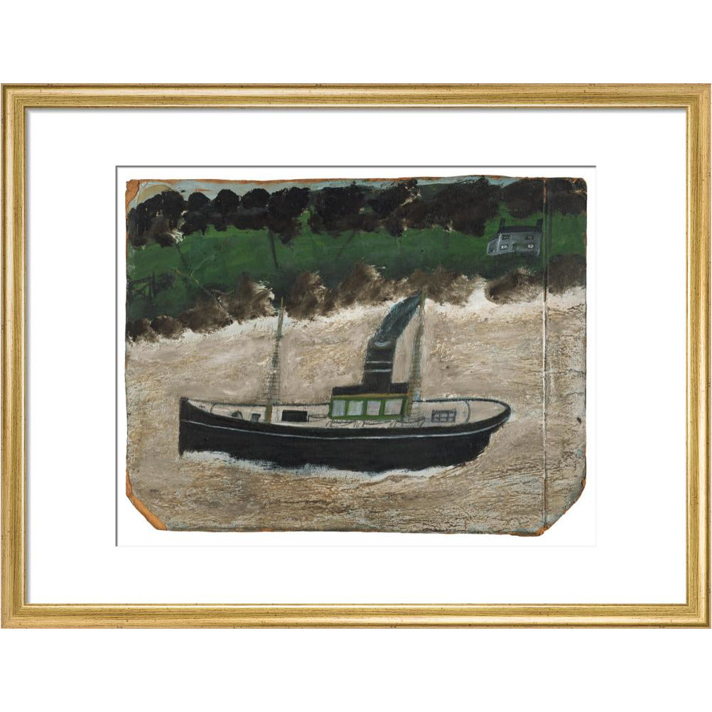 Coaster by shore with house - art print