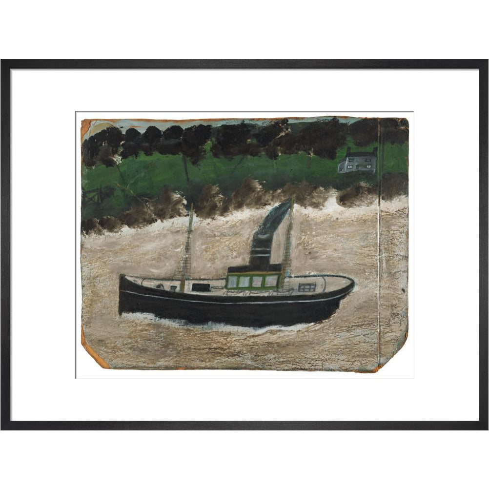 Coaster by shore with house - art print